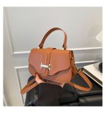 New Textured Solid Color Retro Trendy Single Shoulder Handbag DDR166 - Image 4