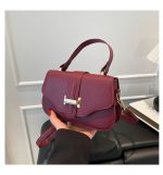 New Textured Solid Color Retro Trendy Single Shoulder Handbag DDR166 - Image 2