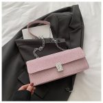 Versatile Metal Buckle Square Shiny Handbag DD396 - Image 4