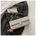 Versatile Metal Buckle Square Shiny Handbag DD396 - Image 3