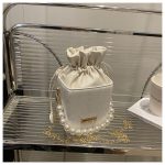 Luxury Crossbody Bucket Bag Texture Pearl Chain Messenger Box Bag DD389 - Image 3
