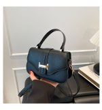 New Textured Solid Color Retro Trendy Single Shoulder Handbag DDR166 - Image 5