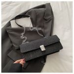 Versatile Metal Buckle Square Shiny Handbag DD396 - Image 2