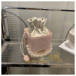 Luxury Crossbody Bucket Bag Texture Pearl Chain Messenger Box Bag DD389 - Image 4