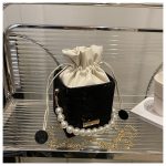 Luxury Crossbody Bucket Bag Texture Pearl Chain Messenger Box Bag DD389 - Image 5